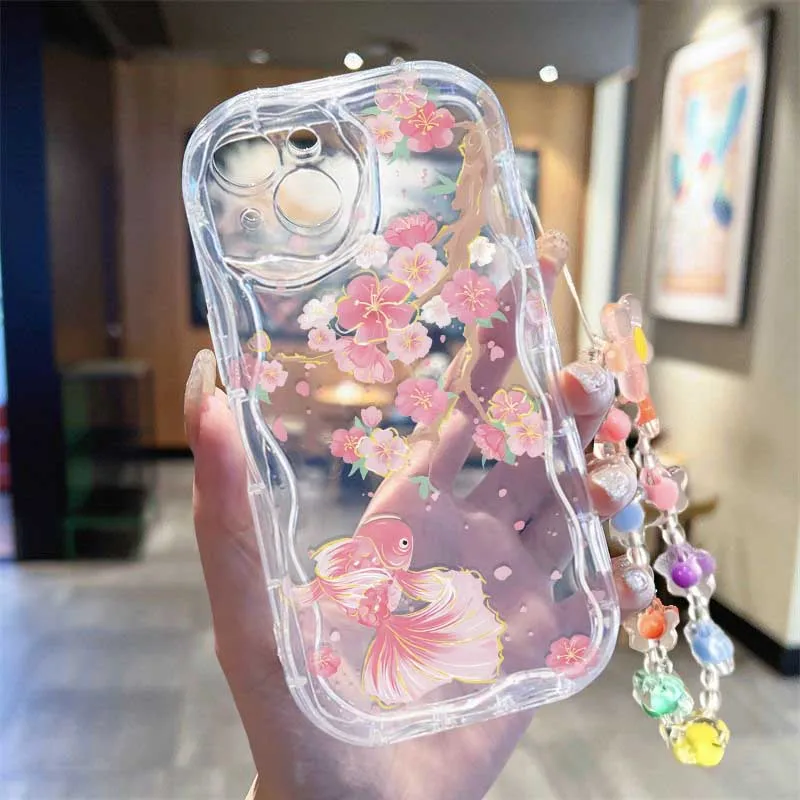 귀여운 미소 모양의 꿀벌과 꽃이 그려진 손목 스트랩 케 - Cute Cartoon Wrist Strap Silicone Case 리뷰 및 가격