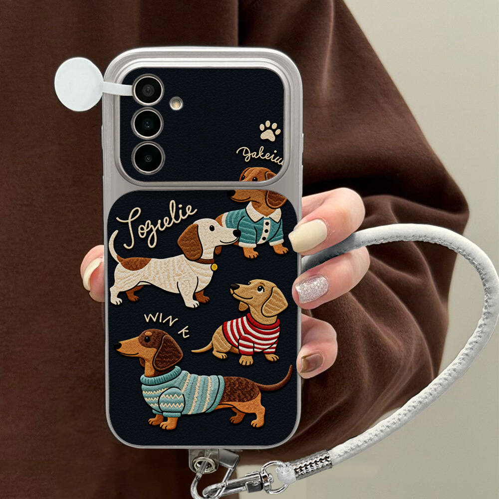 만화 닥스훈트 휴대폰 케이스 삼성 A56 A55 A57 - Cute Cartoon Wrist Strap Silicone Case 리뷰 및 가격
