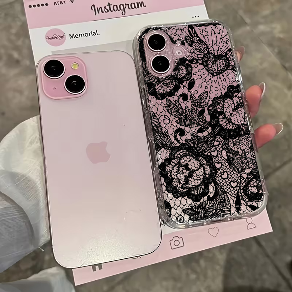 레이스 플라워 INS 투명 폰 케이스 아이폰 17 13 - Clear Shockproof Bumper Case 리뷰 및 가격